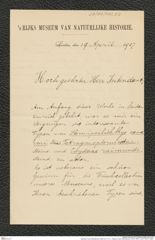 Nachlass Franz Steindachner, Brief von C. M. L. Popta an Franz Steindachner (19.04.1907), Inv.Nr. 403.07, Seite 1